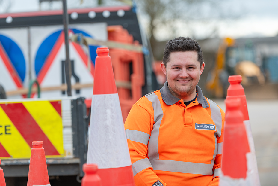 Construction worker smiling