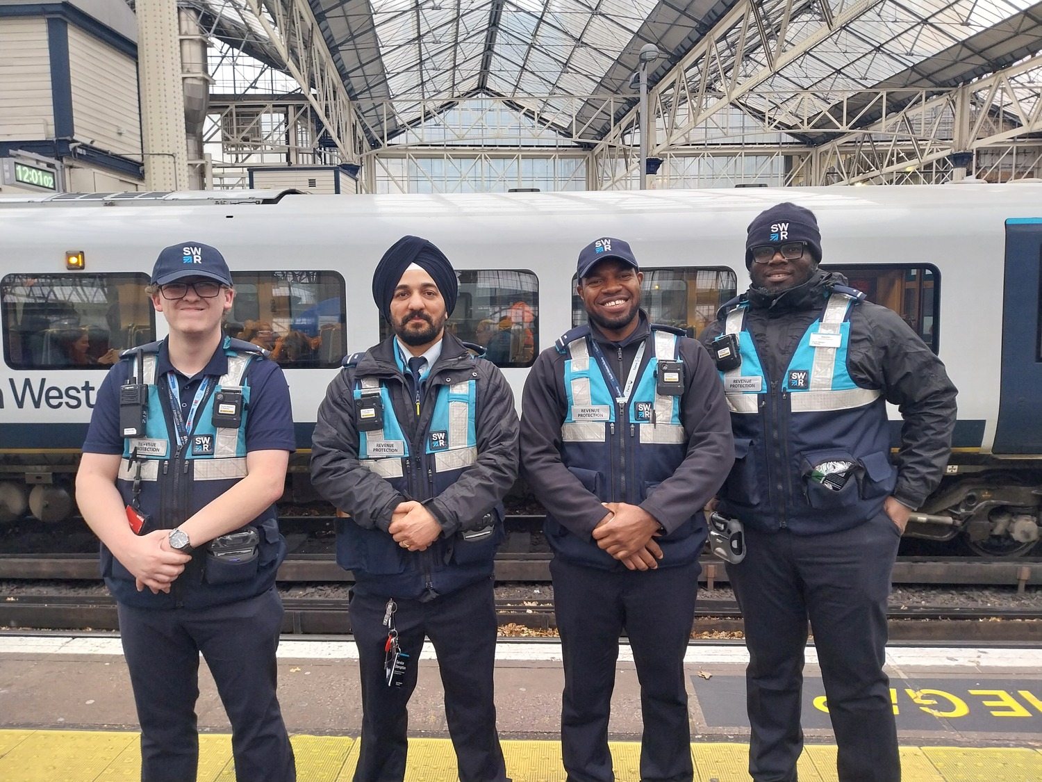 Hat, Wristwatch, Glasses, Adult, Male, Man, Person, Police Officer, Train, Handbag