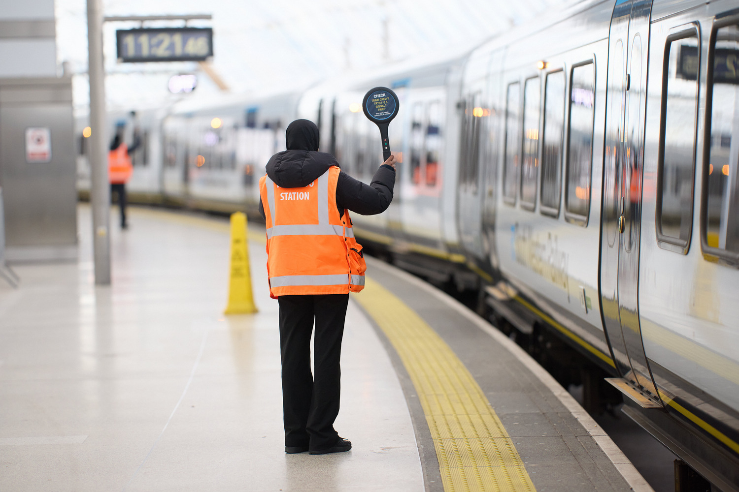 Terminal, Railway, Train, Train Station, Vehicle, Person, Worker, Cleaning, Ping Pong Paddle, Hardhat