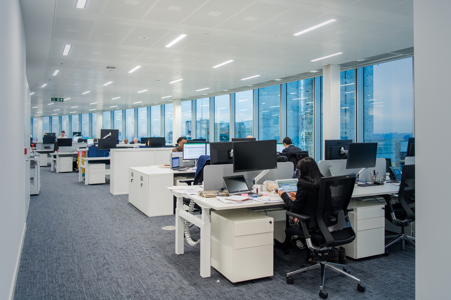 Furniture, Table, Desk, Chair, Indoors, Adult, Female, Person, Woman, Monitor