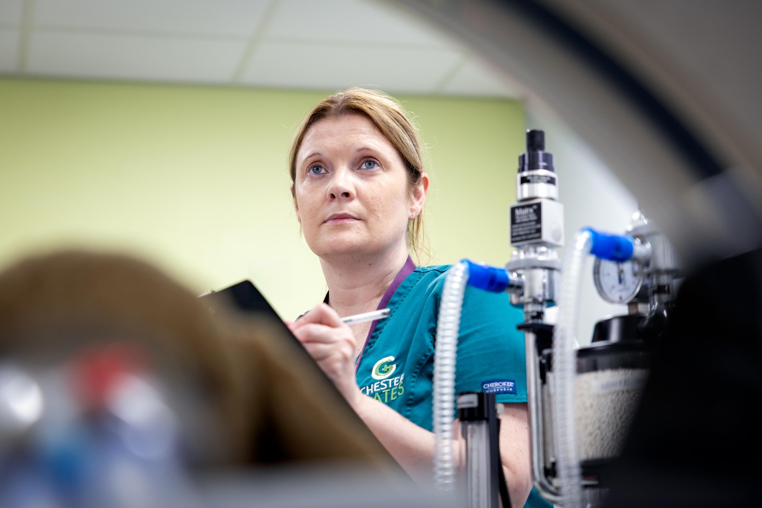Architecture, Building, Hospital, Adult, Female, Person, Woman, Face, Head, Finger