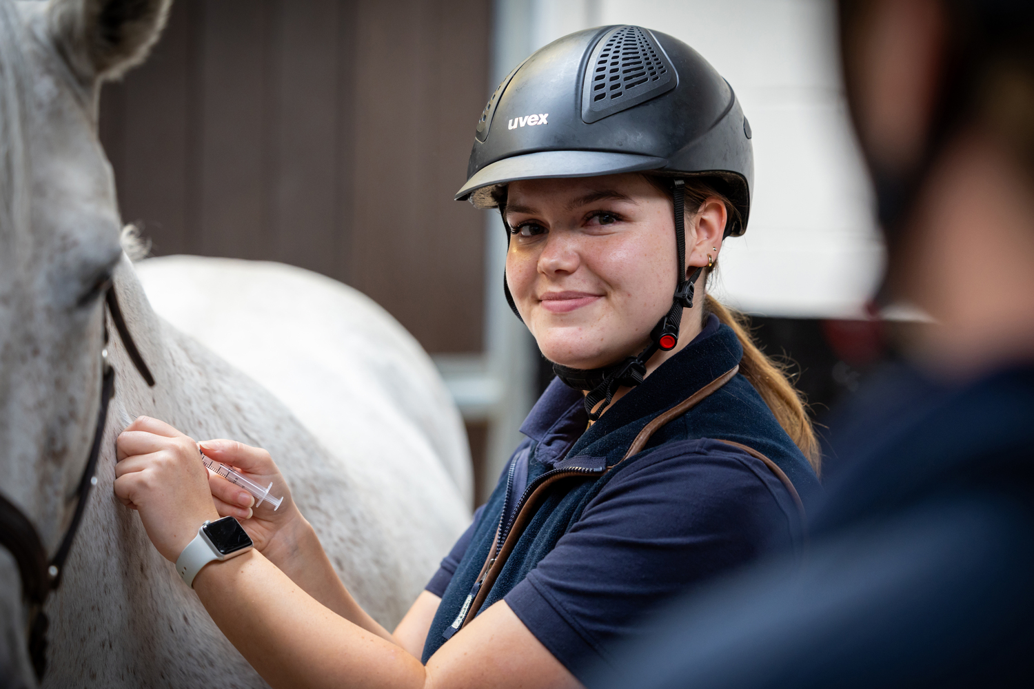 Hardhat, Helmet, Finger, Person, Adult, Male, Man, Wristwatch, Crash Helmet, Horse