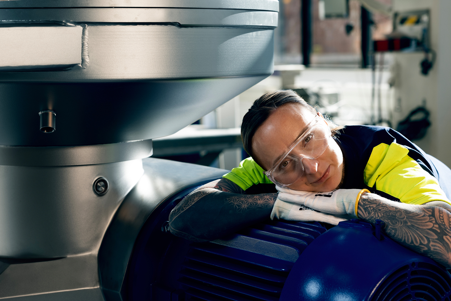 Adult, Female, Person, Woman, Worker, Tattoo, Face, Head, Glasses, Finger