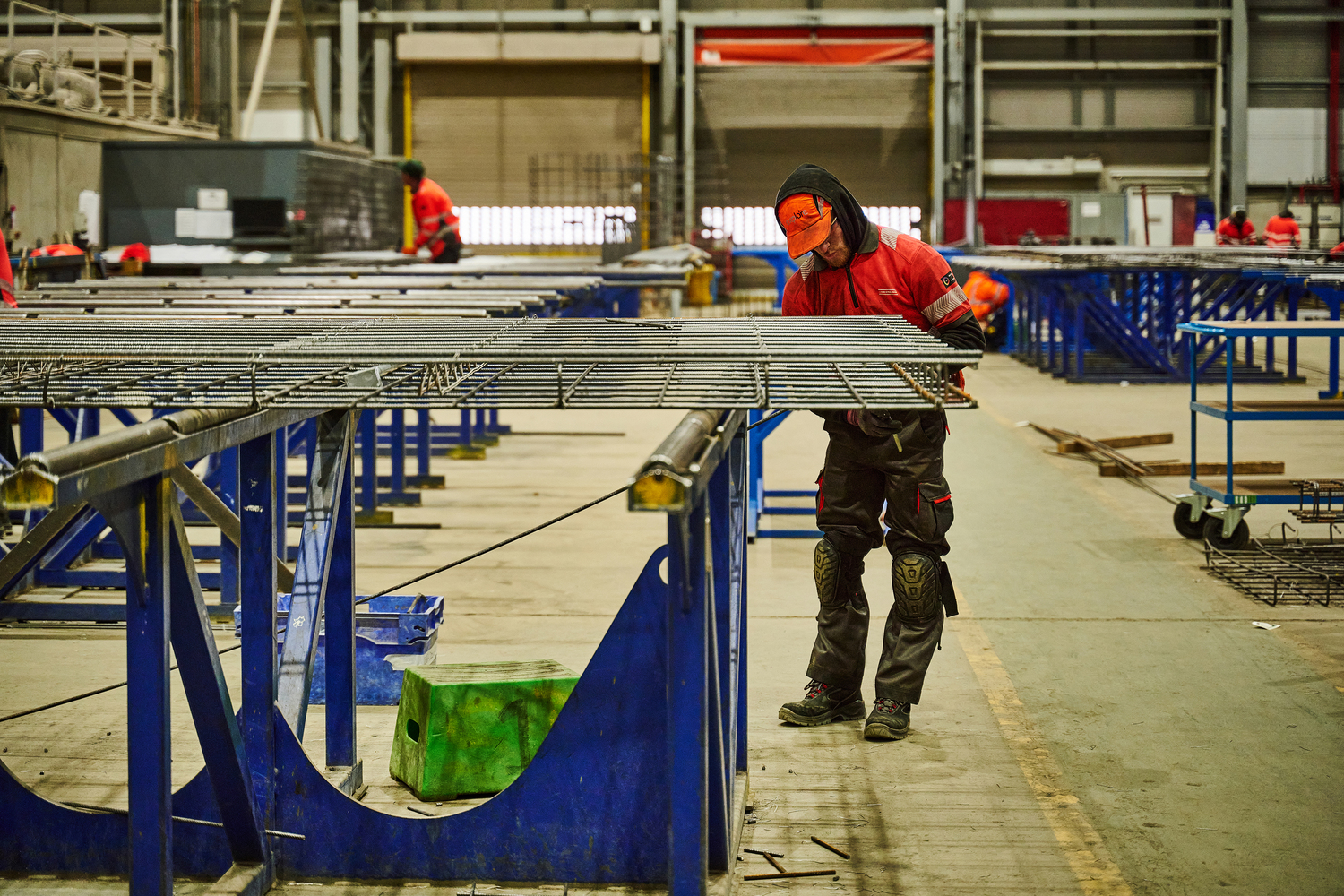 Person, Worker, Building, Factory, Shoe, Manufacturing, Workshop, Hardhat, Hat, Glove