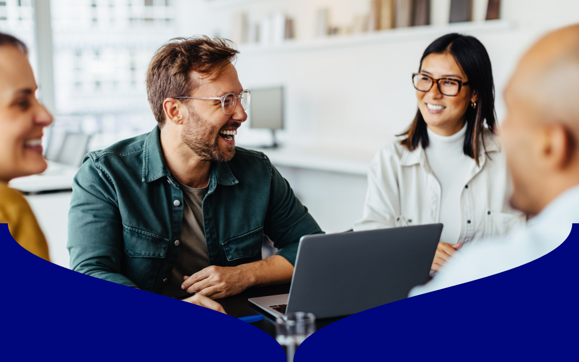Adult, Male, Man, Person, Female, Woman, Conversation, Laptop, Face, Glasses