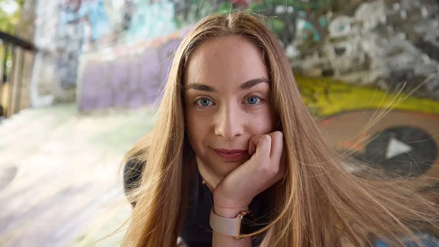 Face, Head, Person, Smile, Photography, Portrait, Blonde, Hair, Finger, Hand