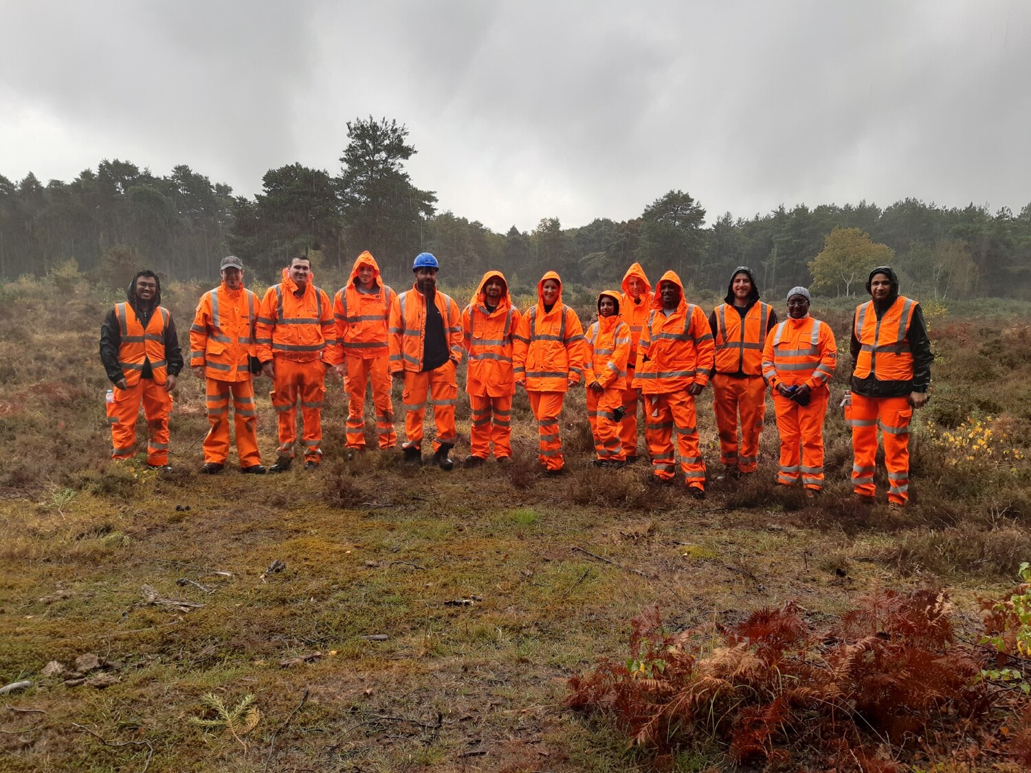 Person, Worker, Clothing, Glove, Helmet, People, Hat, Groupshot, Hoodie, Soil