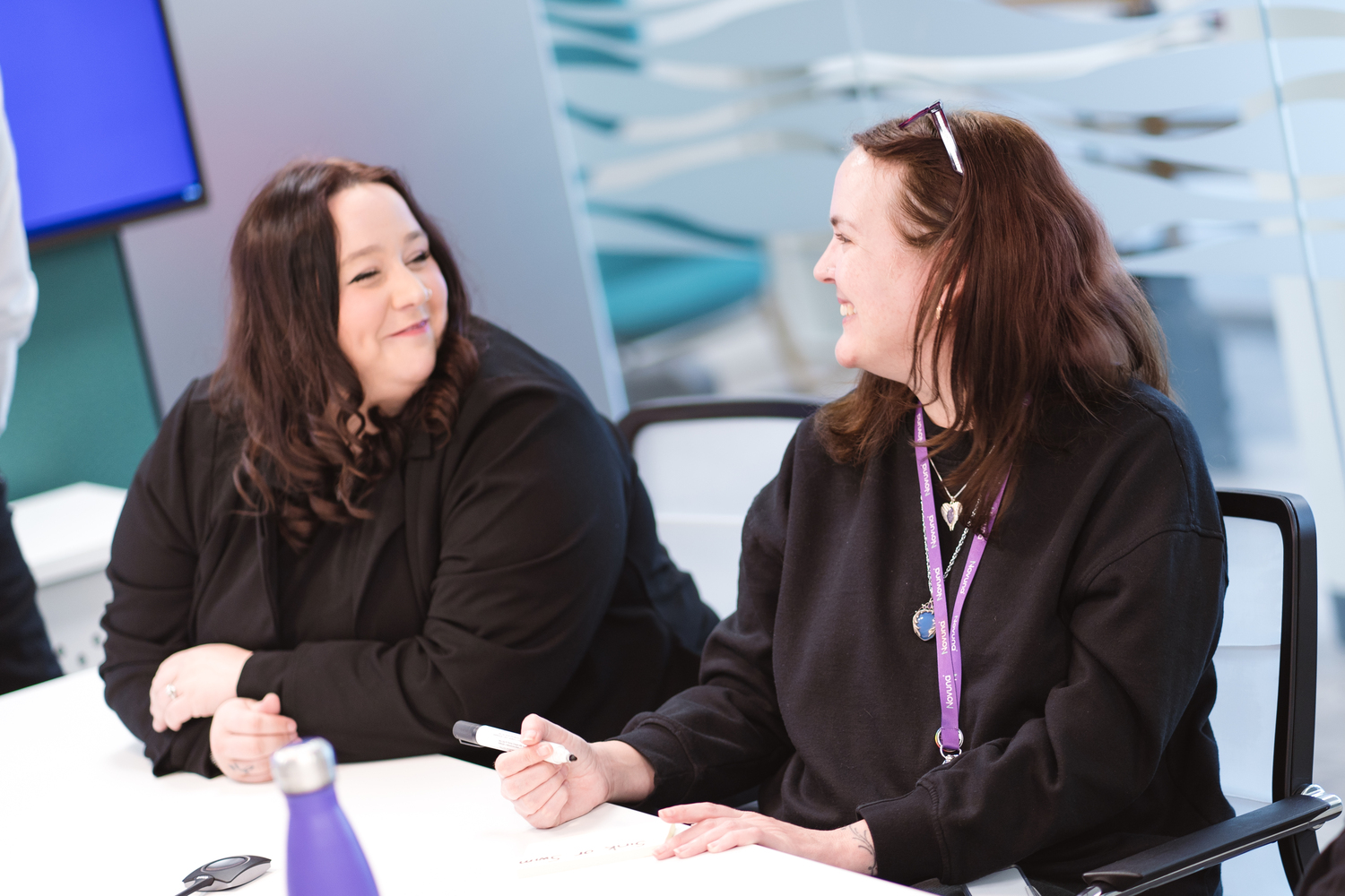 Adult, Female, Person, Woman, Ring, Conversation, Pen, Glasses, Desk, Necklace