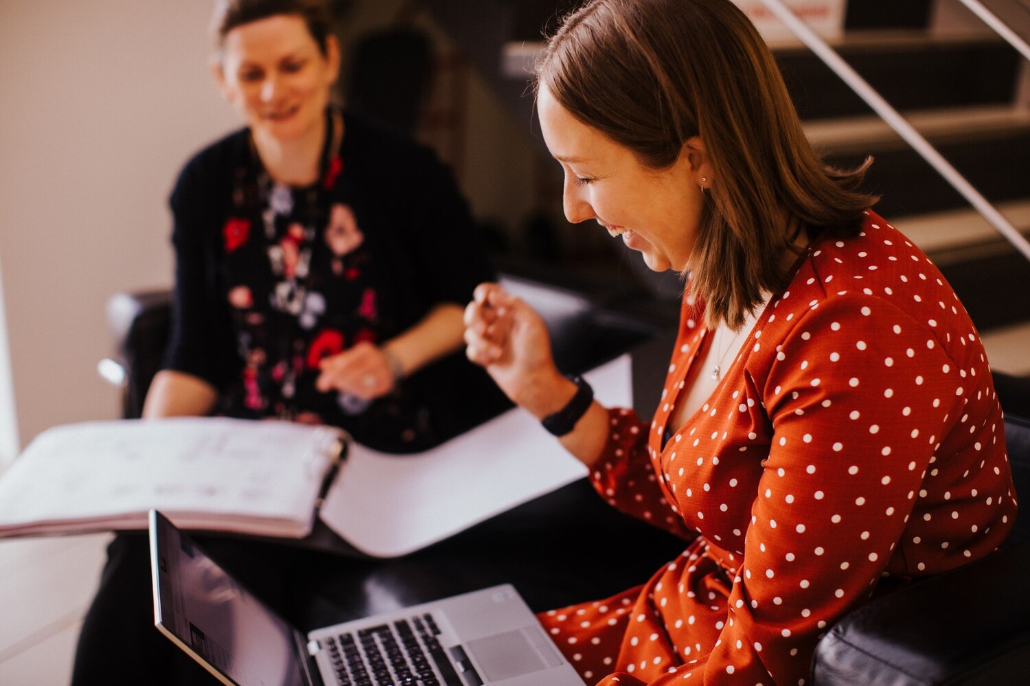 Adult, Female, Person, Woman, Face, Head, Laptop, Pc, Happy, Conversation