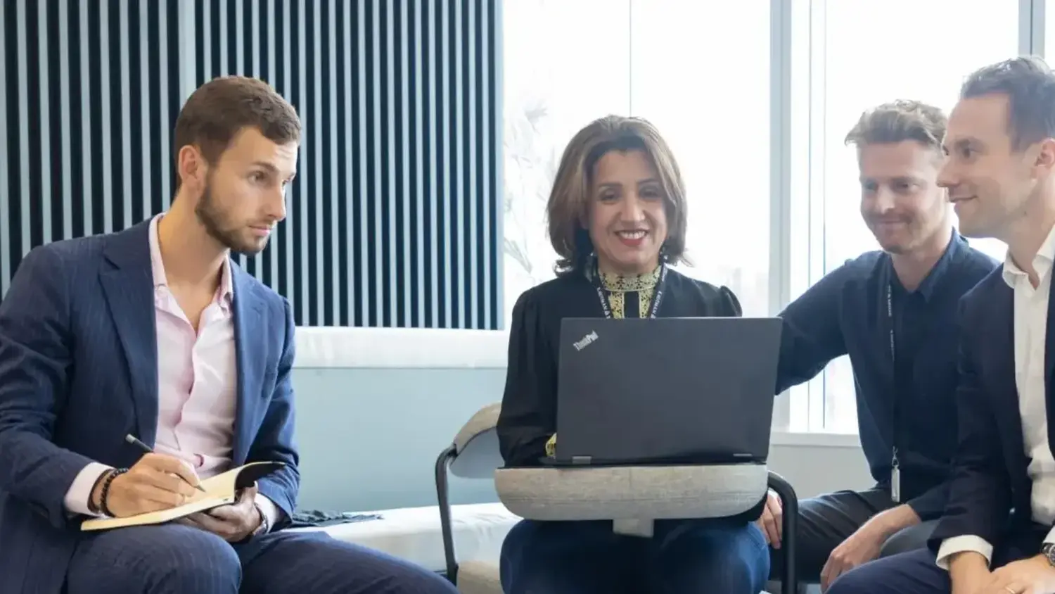 Adult, Female, Person, Woman, Male, Man, Executive, Laptop, Conversation, Head