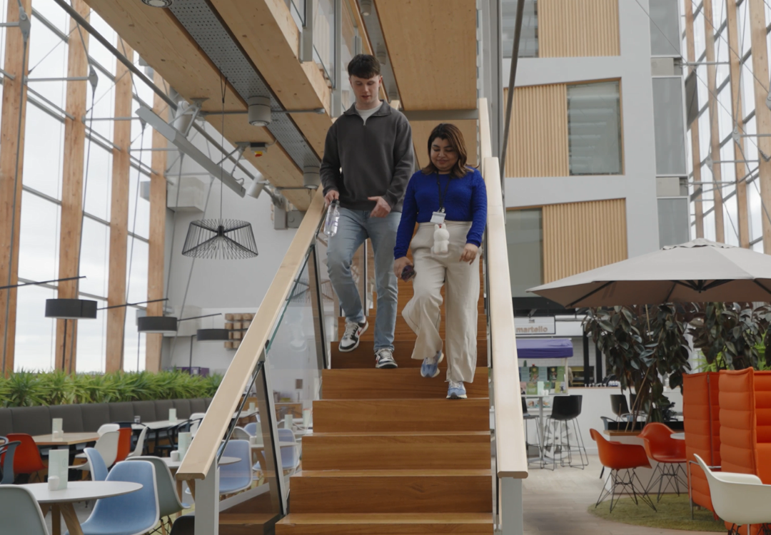 Handrail, Plywood, Wood, Staircase, Pants, Interior Design, Shoe, Adult, Man, Person
