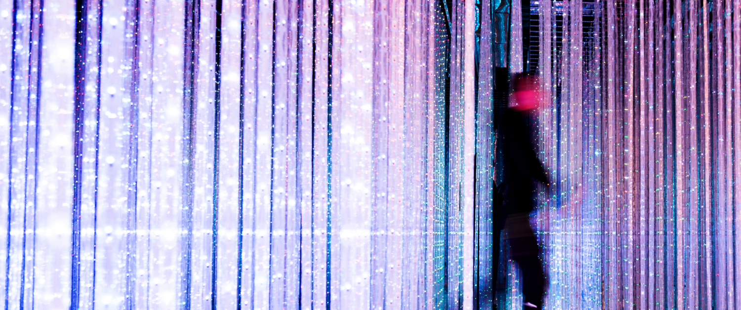 Lighting, Person, Curtain, Light, Purple, Urban, Indoors