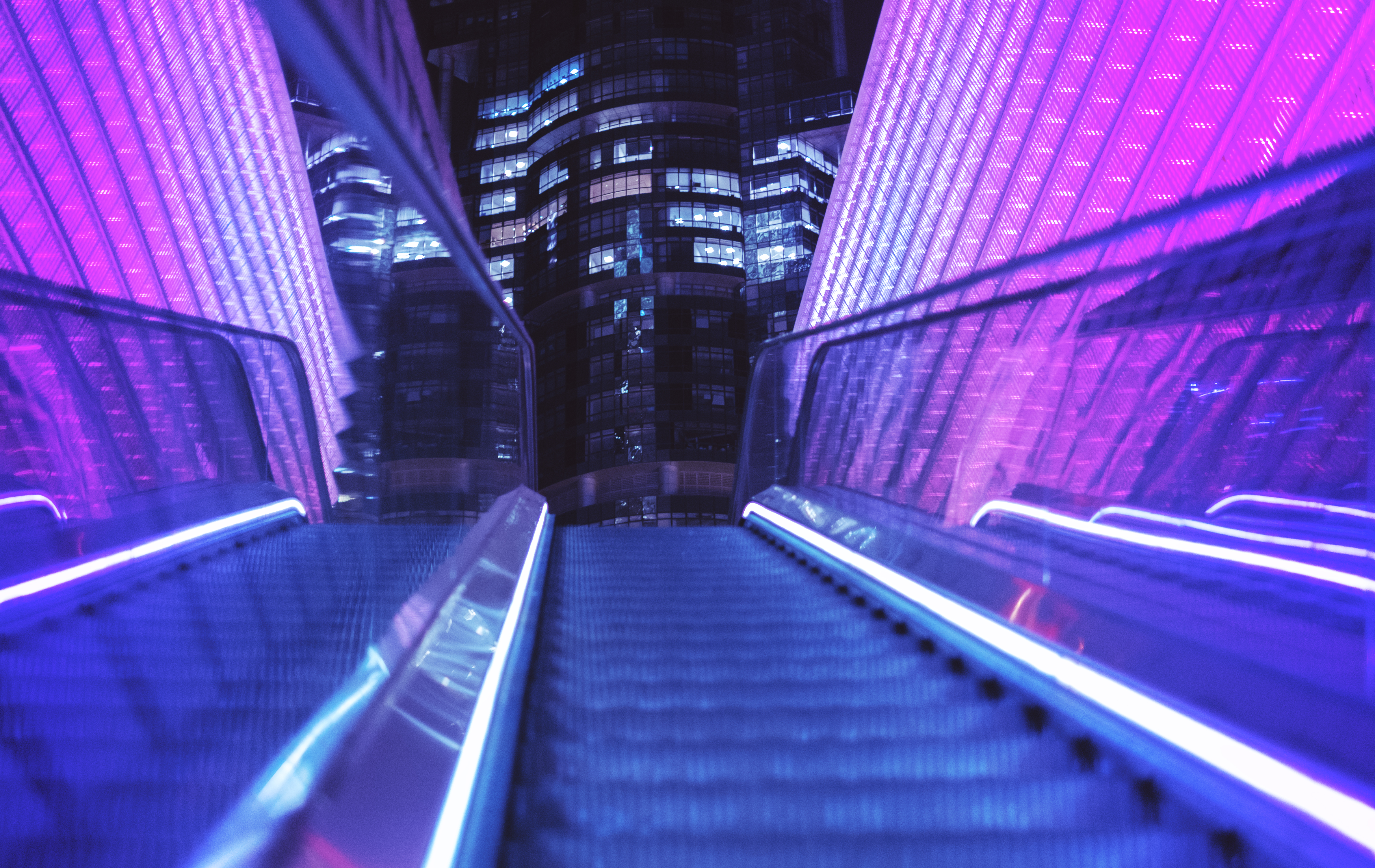 Handrail, City, Metropolis, Urban, Lighting, Building, Housing, Staircase, Light, Purple