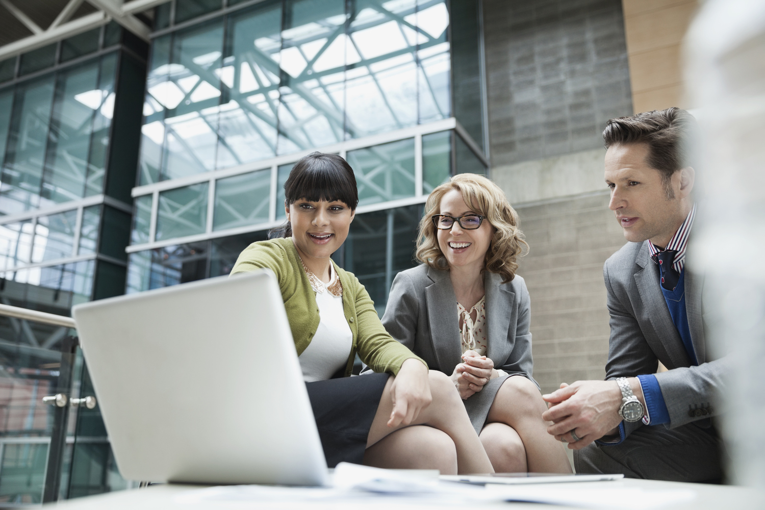 Adult, Female, Person, Woman, Wristwatch, Glasses, Male, Man, Laptop, Necklace