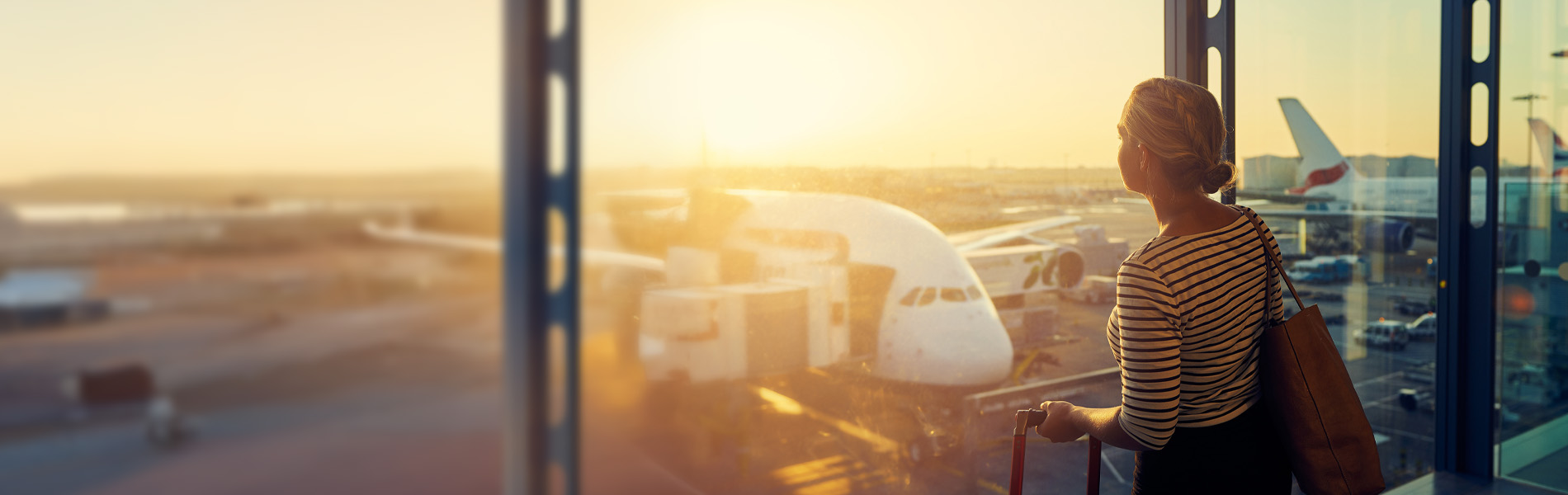 Airport, Adult, Female, Person, Woman, Airplane, Terminal, Handbag, Urban, Cityscape