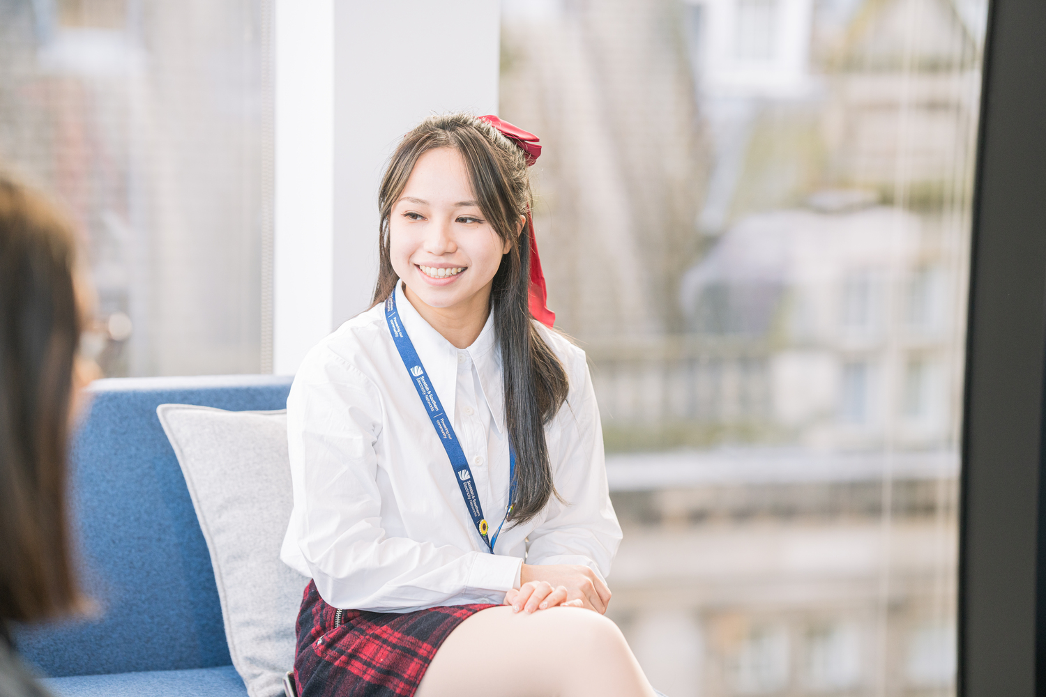 Face, Happy, Head, Person, Smile, Female, Girl, Teen, Doctor, Sitting