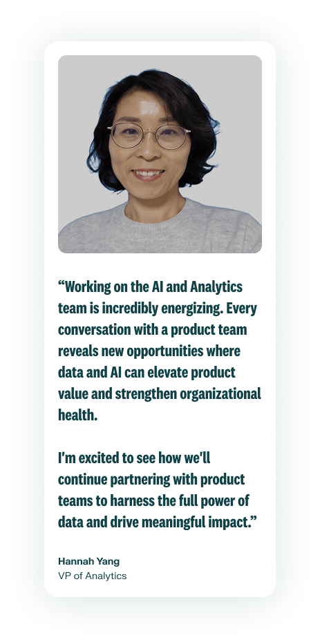 A photo of an employee smiling in a gray sweater and wearing glasses is on the right of their quote describing the company culture at RLDatix. Maggie Ford is a Credentialing Onboarding & TransitionsManager.