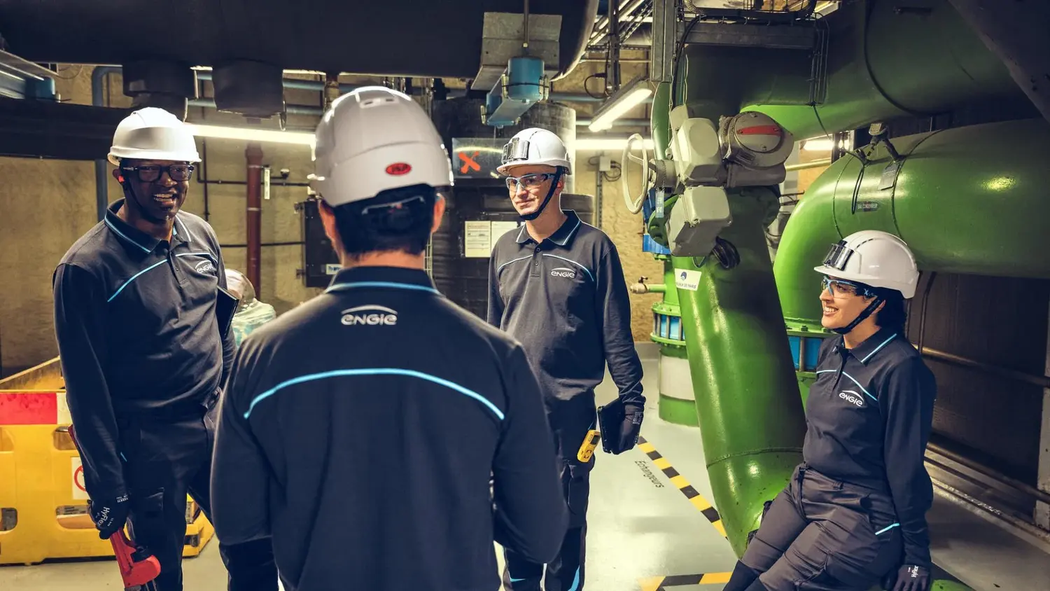 Hardhat, Helmet, Person, Worker, Adult, Male, Man, Glasses, Factory, Groupshot