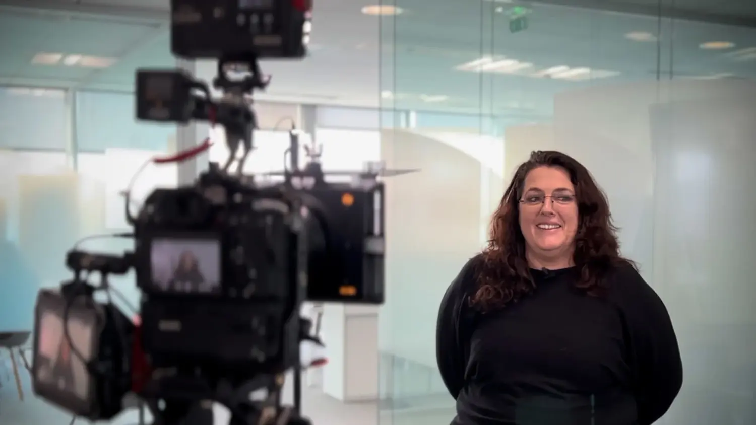 Adult, Female, Person, Woman, Head, Face, Electronics, Video Camera, Happy, Smile