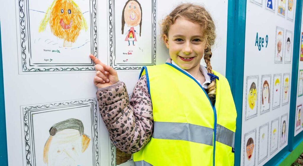Face, Head, Person, Smile, Finger, Child, Female, Girl, Student, Vest